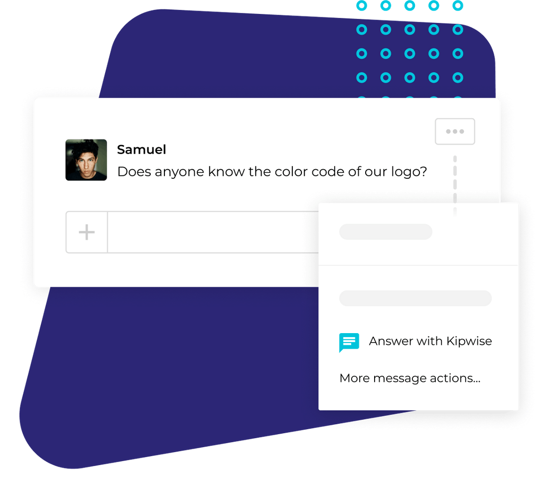 Answering a teammate question in Slack with a knowledge base message action