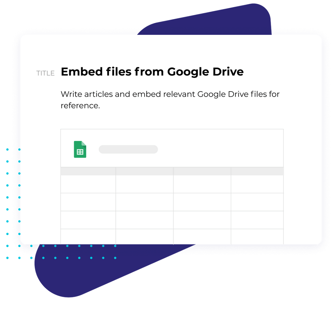 Knowledge base page with an embedded spreadsheet file shown as a reference table