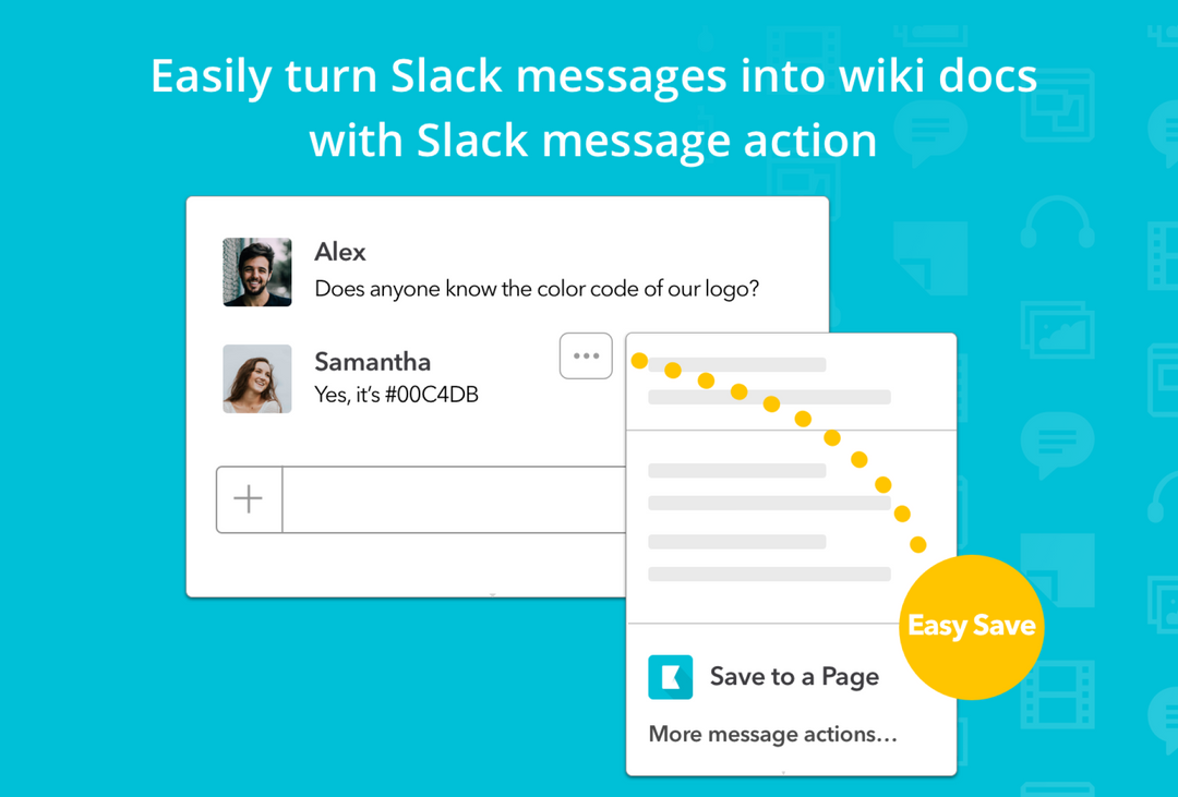 Slack thread where a message action saves the conversation into a knowledge base page