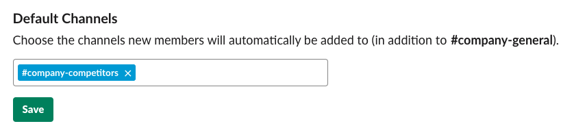 Slack channel organization: Default Slack channels
