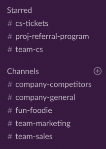 Starred Slack Channels