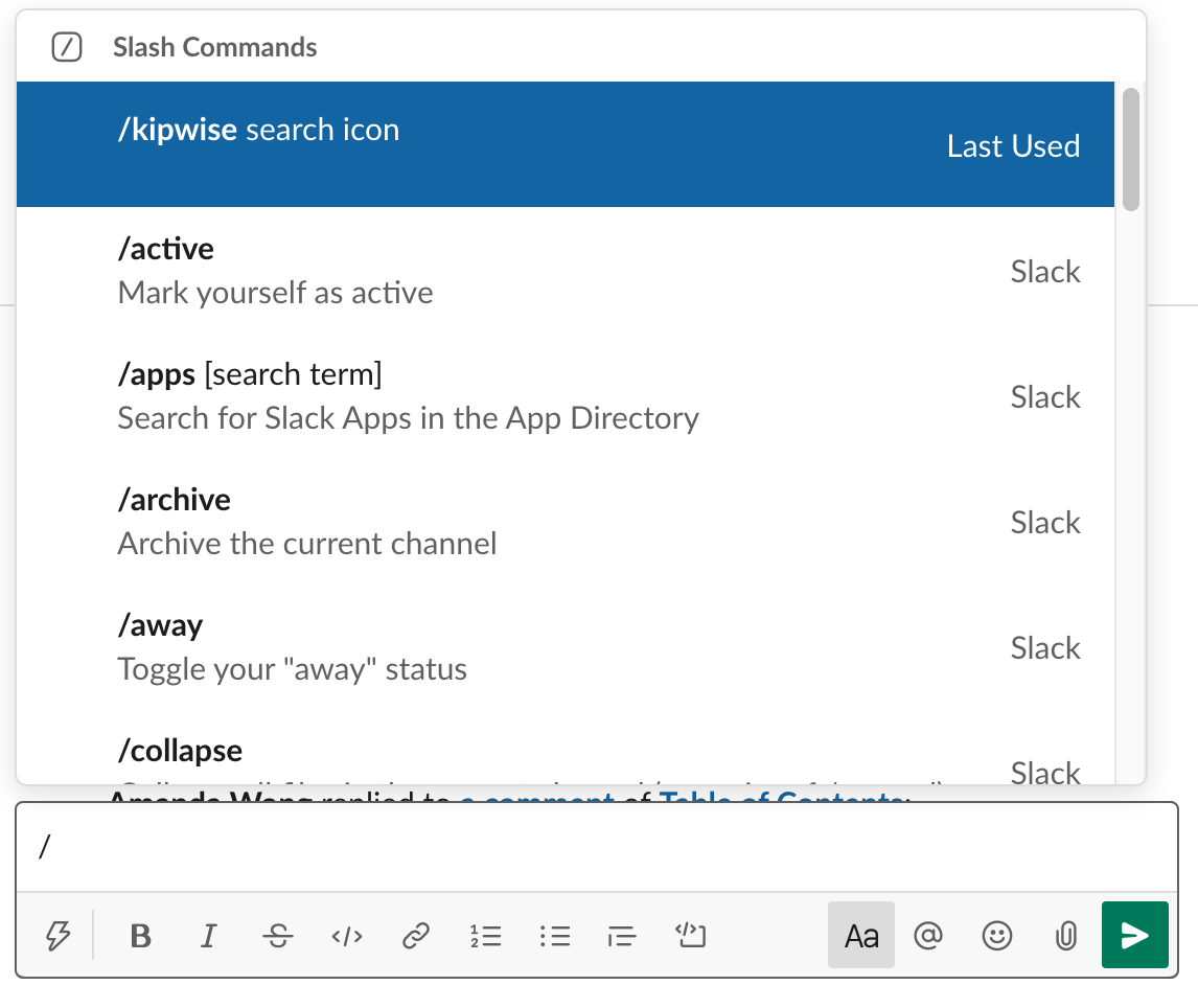 Slack slash command
