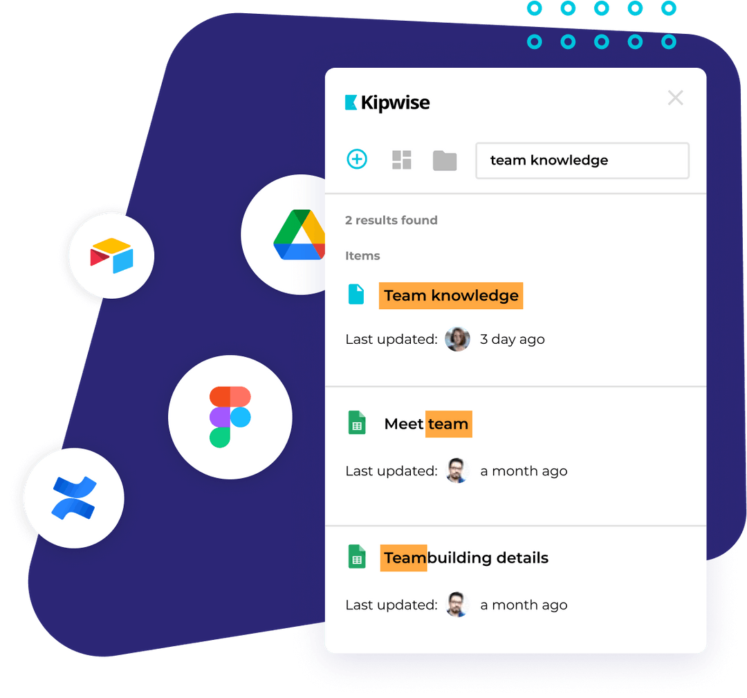 Connected tool sources feeding one search panel with a last-updated stamp on each result
