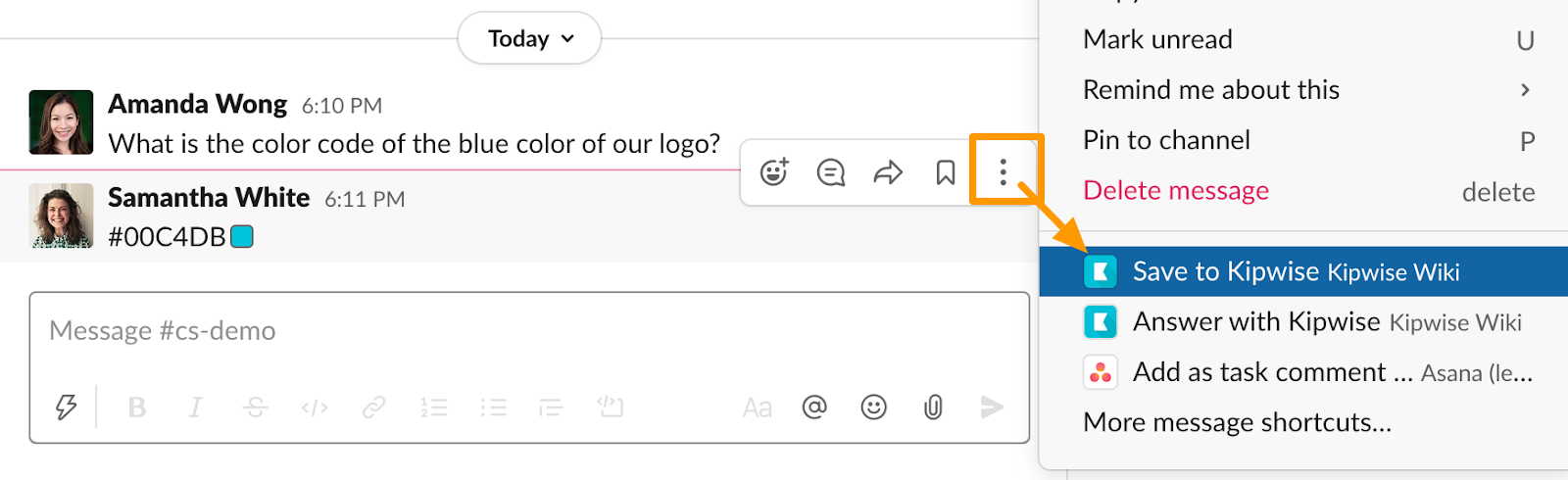 Slack shortcut - Save to Kipwise