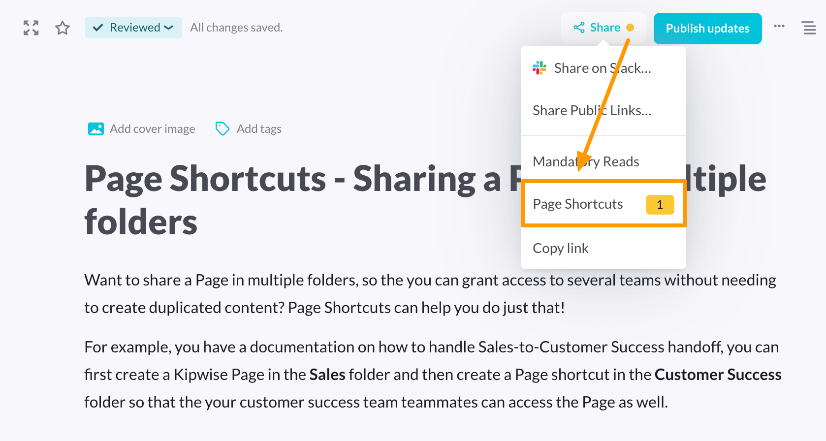 Page Shortcuts