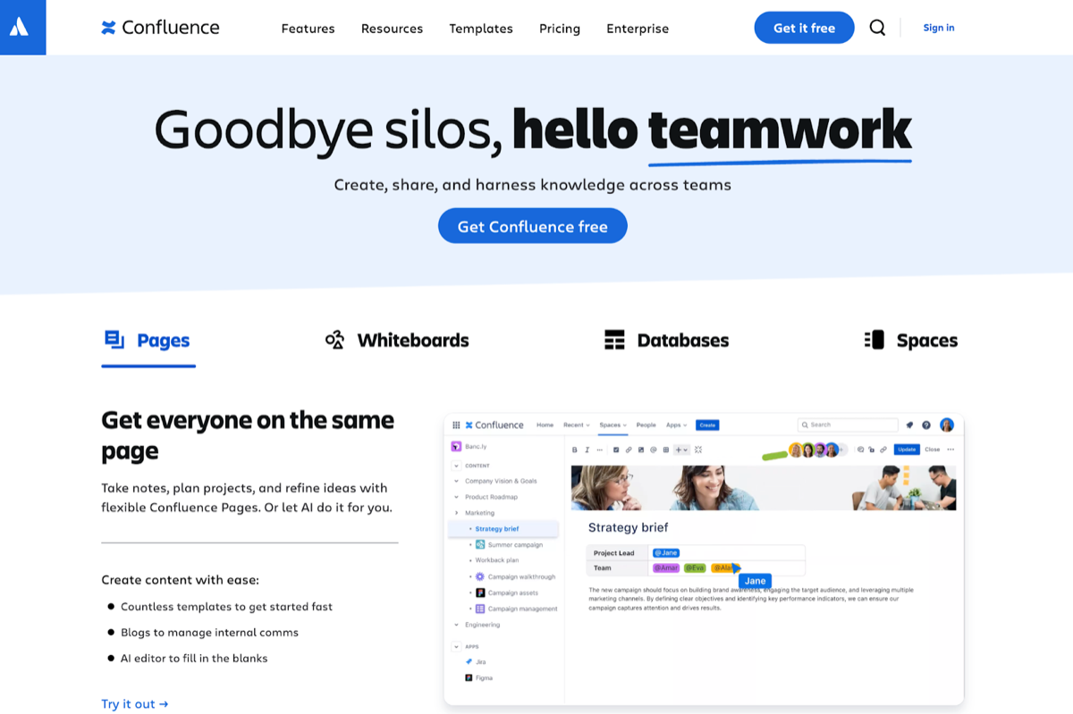 Best AI Tools for Startups - Knowledge Management - Confluence