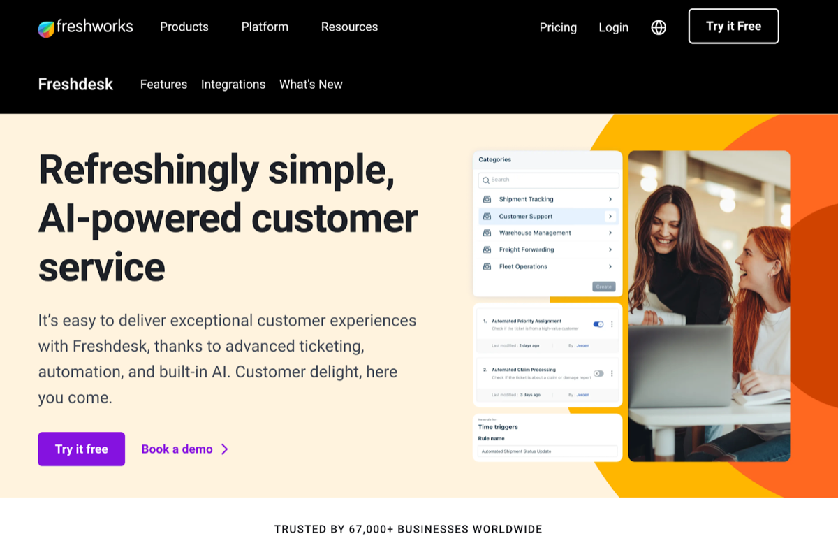 Best AI Tools for Startups - Customer Sucess & Support - Freshdesk