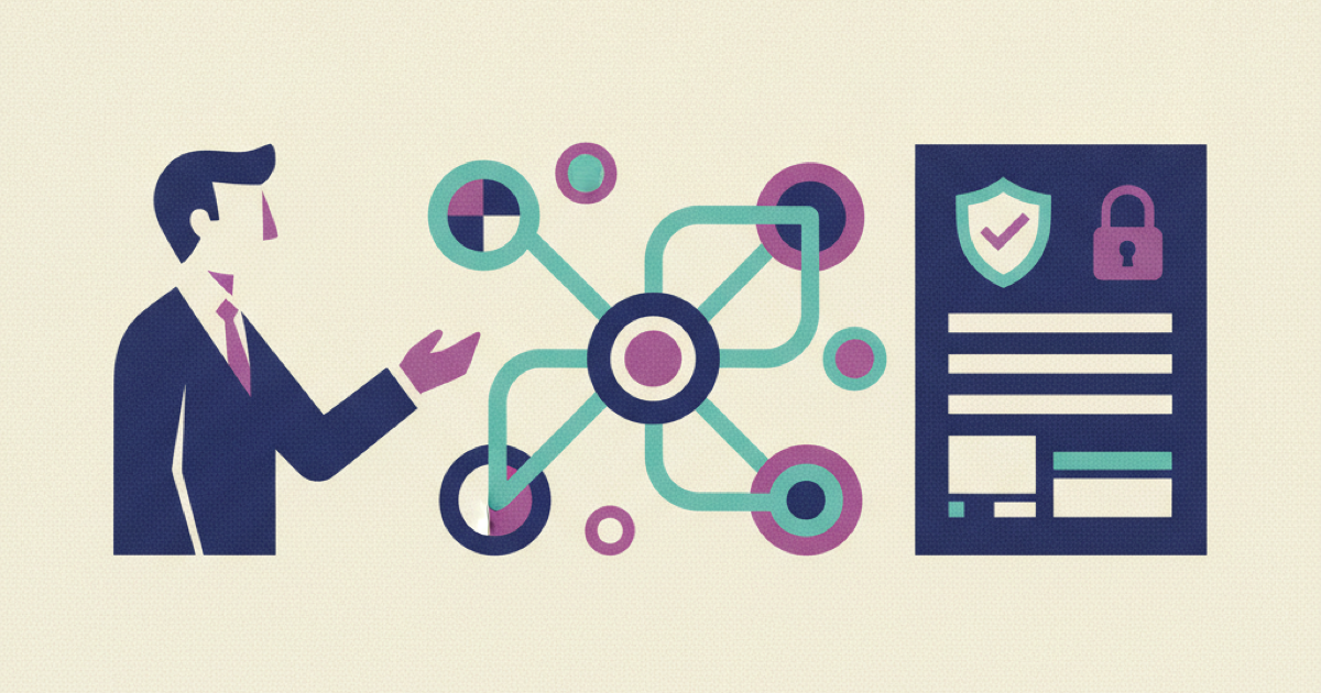 Illustration of a new executive with a stakeholder network, a source-backed decision brief, and a lock for restricted evidence