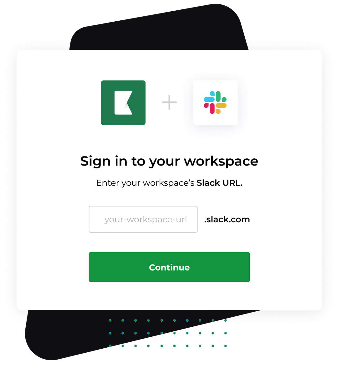 Kipwise and Slack logos on a workspace sign-in card