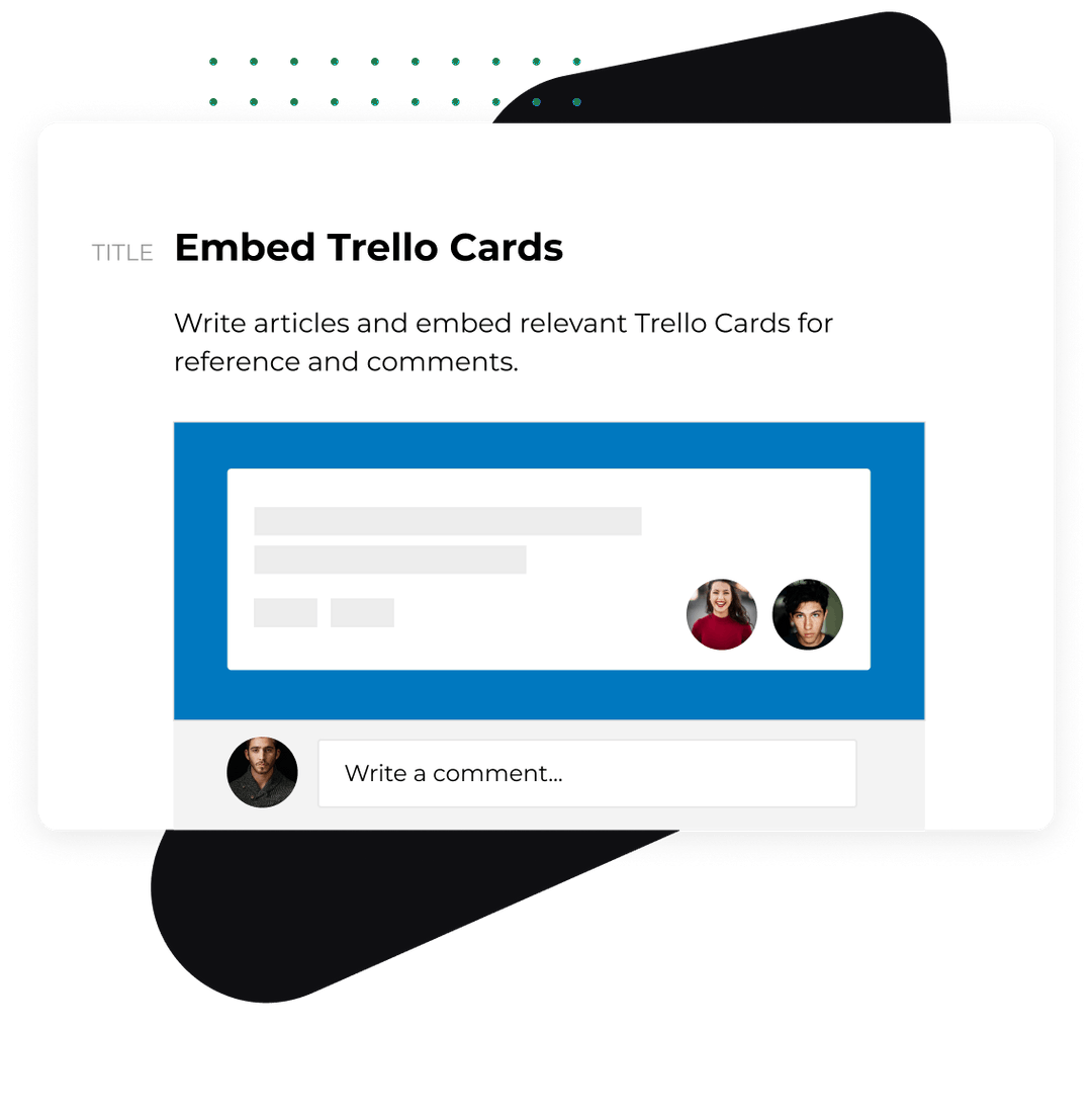 A Kipwise page with an embedded Trello card and comments
